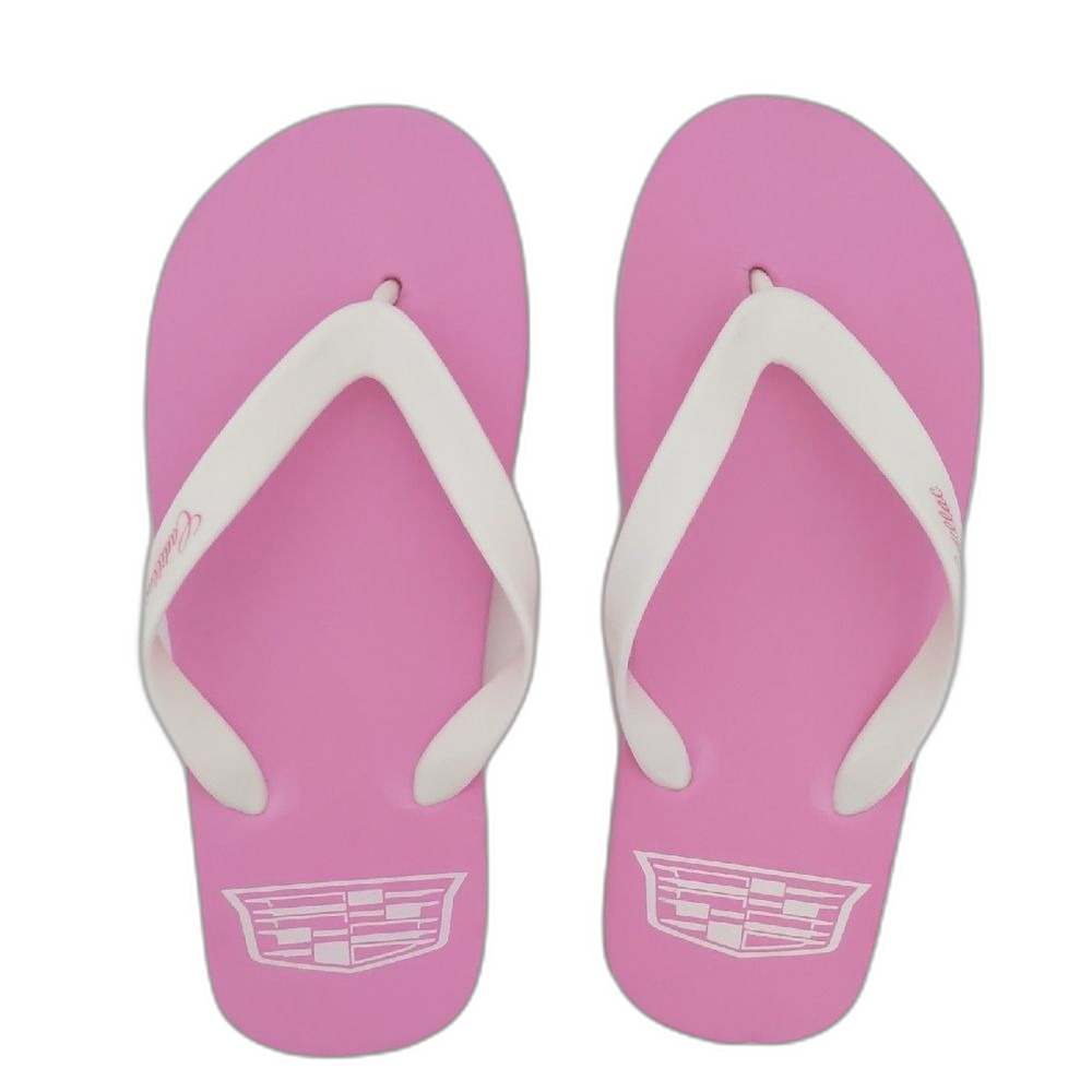 NEW Women's Cadillac Pink Flip Flops with White Straps Size 9.5